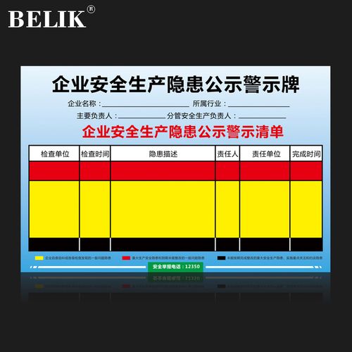 1mmpvc板 企业安全生产隐患公示警示标识牌工厂仓库安全生产检查教